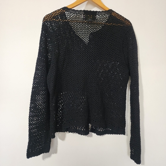 Vintage Tiara black crochet buttondown cardigan - Picture 5 of 7